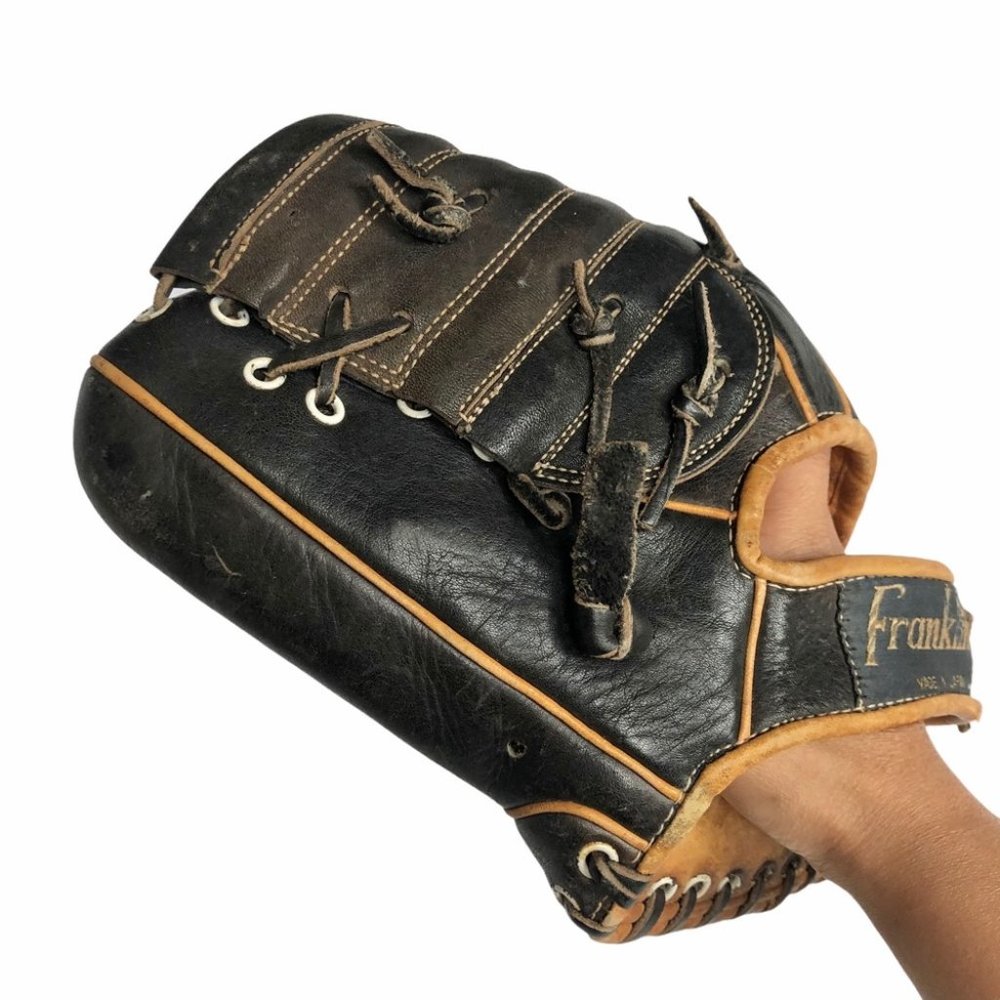 Vintage Franklin Black Leather Baseball Glove Mitt